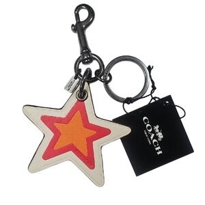 Coach Star Keychain Large Orange & Red Star Keyring F56750 NWT